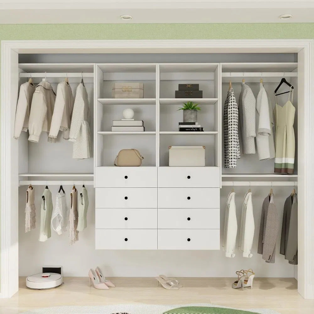 White Wall Mounted Closet Organizer With Shelves