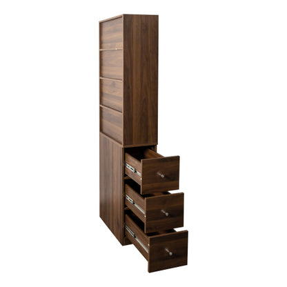 70,87 H Display-Schrankschrank, 4-stufiges Regal, 3 seitliche Schubladen, moderner hölzerner hoher Bücherregal-Bücherschrank für Wohnzimmer und Home-Office