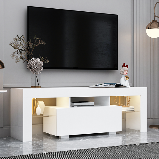 Entertainment-Fernsehtisch, Großer Fernsehtisch TV-Basisständer mit LED-Beleuchtung TV-Schrank.