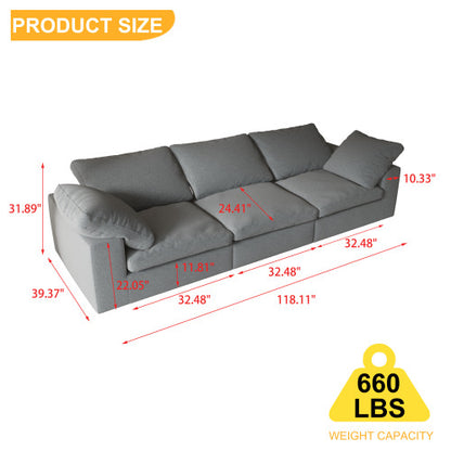F-Concept Chenille-Stoff bezogenes Sofa, Überdimensioniertes bequemes Wolken-3-Sitzer-Sofa-Couch, Doppelt gepolstertes Kissen für das Wohnzimmer, Grau
