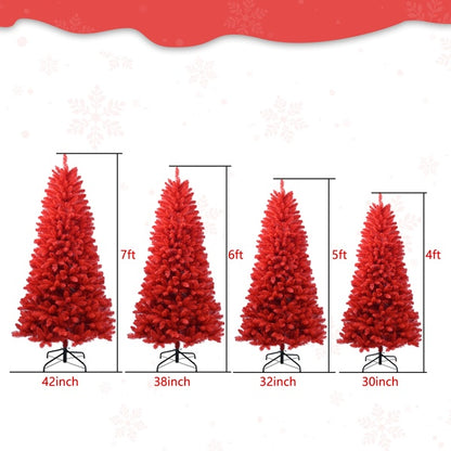 Künstlicher 5-Fuß-Roter Weihnachtsbaum, 624 PVC-Mischteile, Hochwertige Scharniere und Klappbare Basis Weihnachtsdekoration