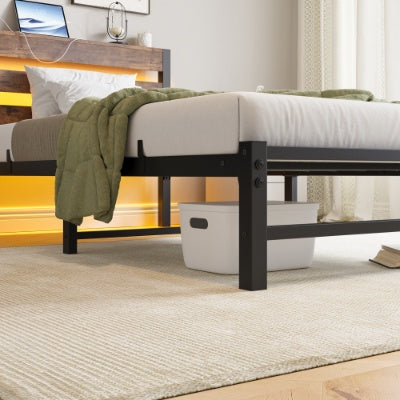 Brown Steel Platform Bed