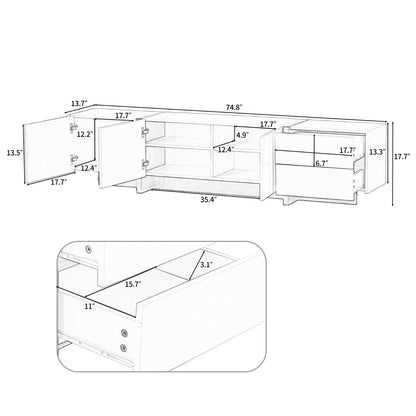 Contemporary White & Black TV Stand, Unique Style Console For TVs