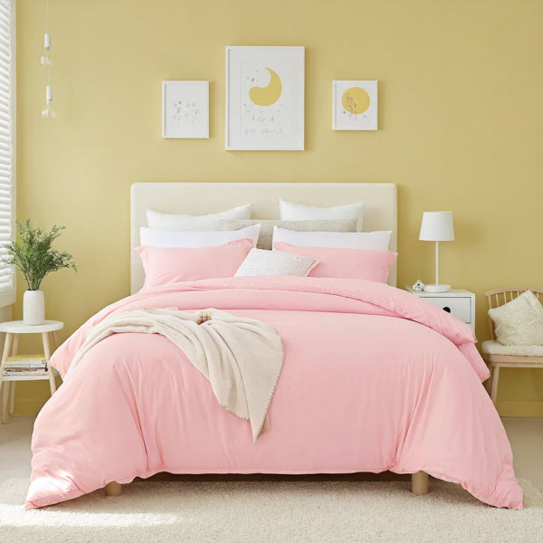 Rosa Überdimensionierte Bettbezug-Set Adorables Frisches Ästhetik Passt zu Allen Geschlechtern. Premium Atmungsaktives Mikrofaser Mit Boho-Details. Passt zu Einzel-/Doppelbetten. Perfekt Für Schlafzimmer Und Hotels. Ein Ideales Chris