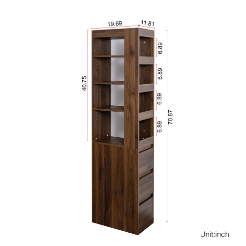 Wooden Display Cabinet Modern Tall Bookshelf Living Room