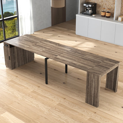 Moderne multifunktionale ausziehbare Esstisch mit Steckdose, platzsparender ausklappbarer Tisch mit Stauraum für Partys, Hochzeiten, Meetings und Feiern