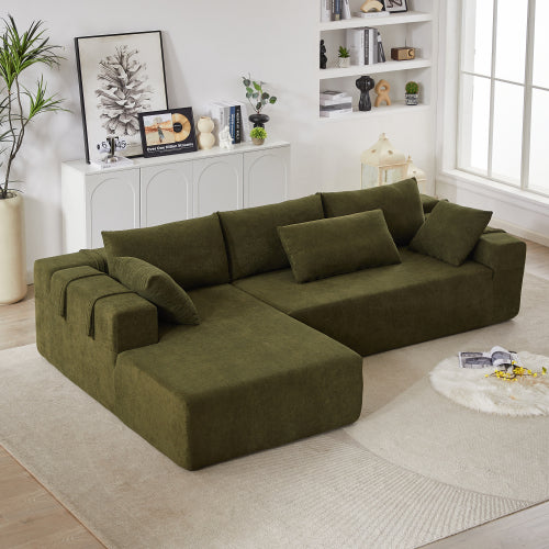 Moderne Chenille-Polster-Sofagarnitur, Modulares 108 L-förmiges Sofaset für das Wohnzimmer mit 6 Kissen, Freie Kombination-Sofagarnitur für Wohnzimmer, Schlafzimmer