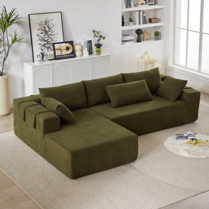 Moderne Chenille-Polster-Sofagarnitur, Modulares 108 L-förmiges Sofaset für das Wohnzimmer mit 6 Kissen, Freie Kombination-Sofagarnitur für Wohnzimmer, Schlafzimmer