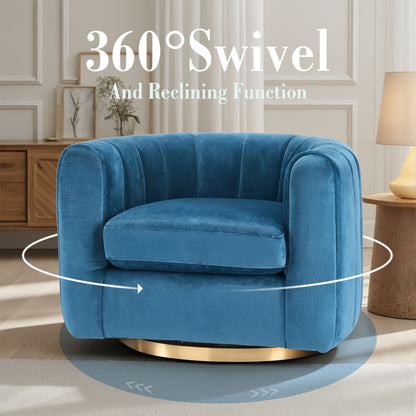 Ein einssitziges, rotierendes Sofa, bezogen mit Samtstoff