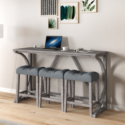 Bar Table Set With Power Socket, Bar Table And Chair Set For Living Room, Dining Room, Games Room