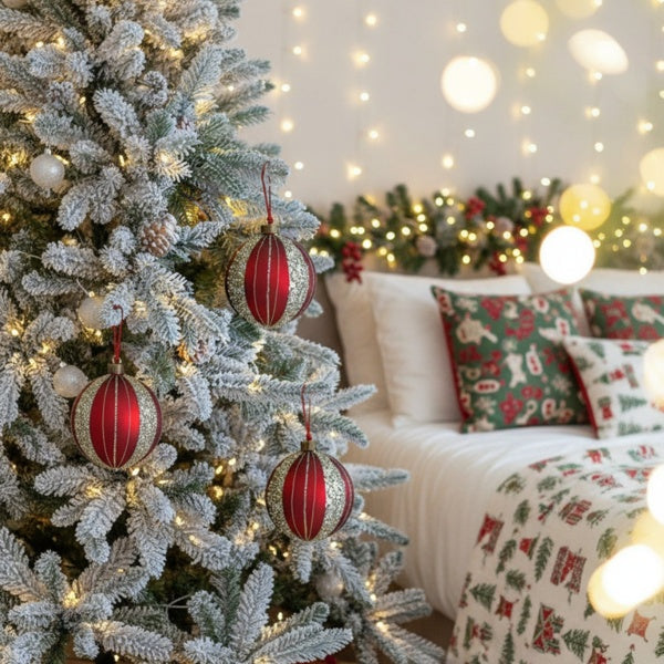 4-teiliges Set aus 4,7-Zoll-Weihnachtskugeln aus Glas, festliche Baumschmuck-Dekorationen, Dekorationsbedarf für Partys, Versand durch FBA, Verkauf auf der Temu-Plattform verboten