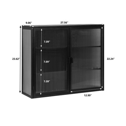 Moderne Zweitürige Wandablage Mit Glastür Mit Drei Ebenen Stauraum Für Eingang Wohnzimmer, Badezimmer, Esszimmer, Schwarz Nicht Verfügbar Plattformen- Temu