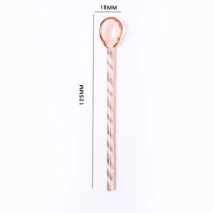 Rose gold twisted glass stirring spoon with smooth handle and 18mm head for decorbites colorful glass set