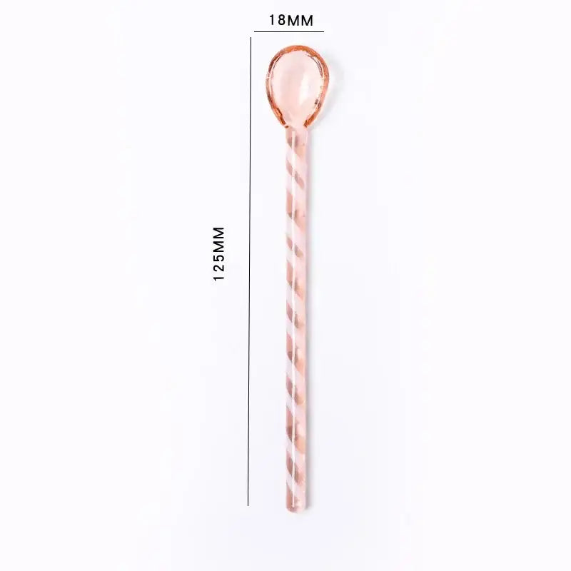 Rose gold twisted glass stirring spoon with smooth handle and 18mm head for decorbites colorful glass set