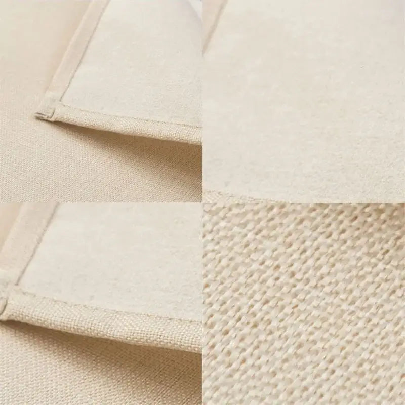 Beige cotton linen dining table mats with cartoon dog pattern and textured weave for dining room use set of 4