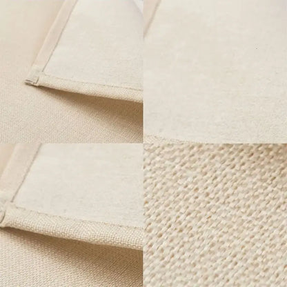 Beige cotton linen dining table mats with cartoon dog pattern and textured weave for dining room use set of 4