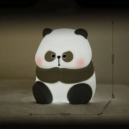Cute white and black panda silicone night light with glowing eyes for kids room decorbites cartoon silicone night light