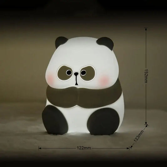 Cute white and black panda silicone night light with glowing eyes for kids room decorbites cartoon silicone night light