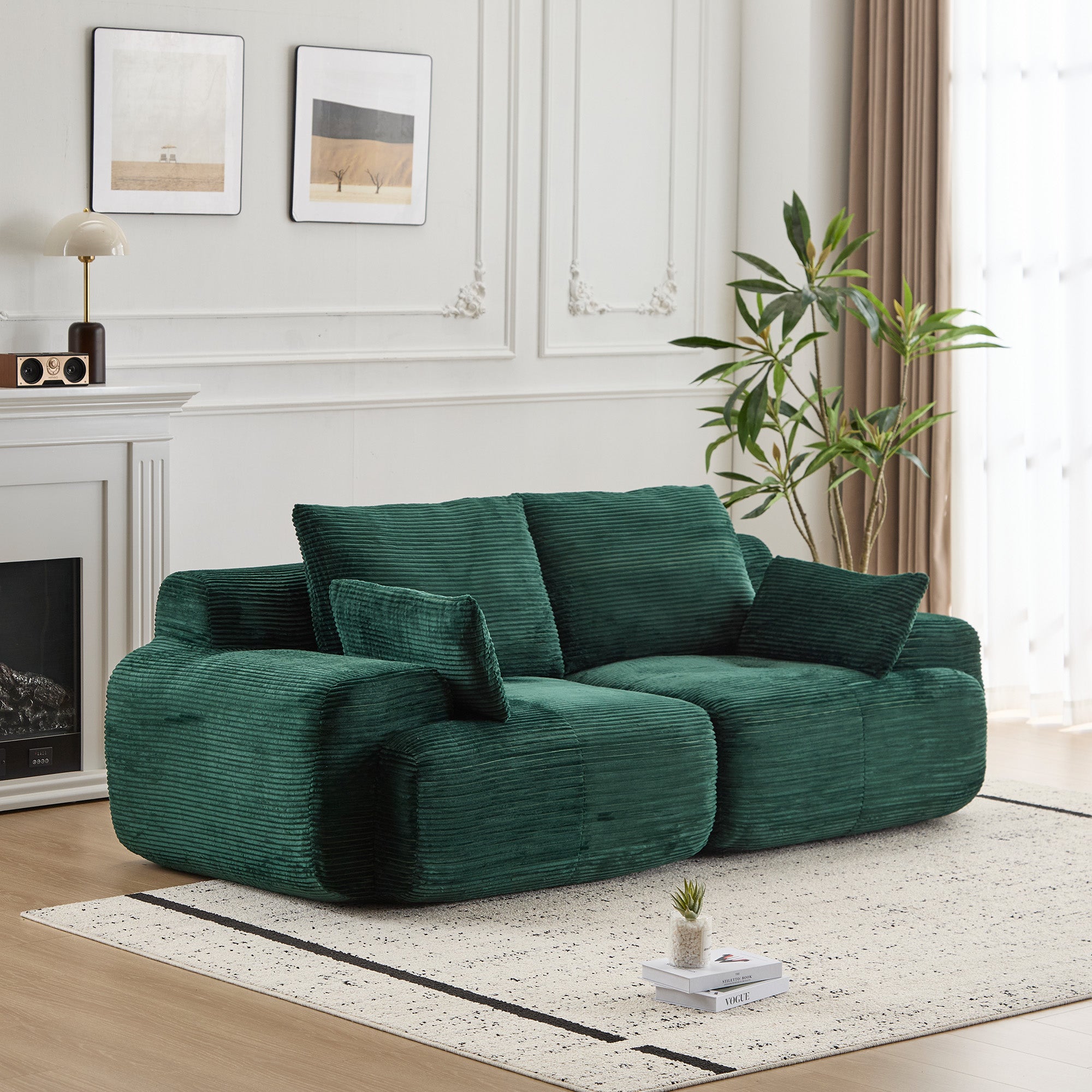 Green Corduroy Loveseat Sofa