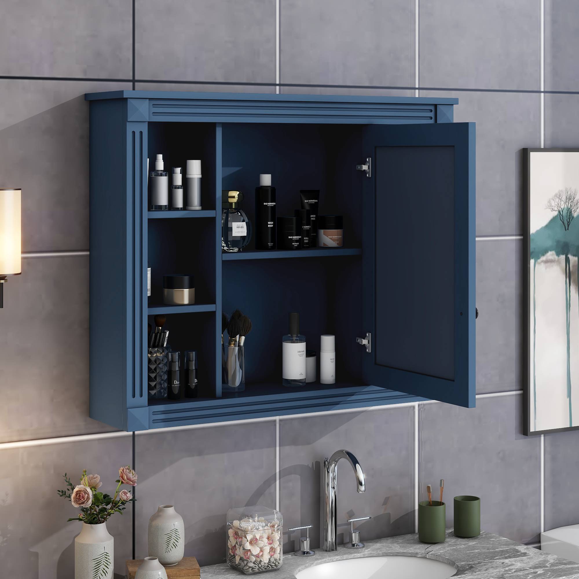Wandmontierter Badezimmerschrank Moderner Wand Schrankschrank mit Spiegel Spiegelschrank