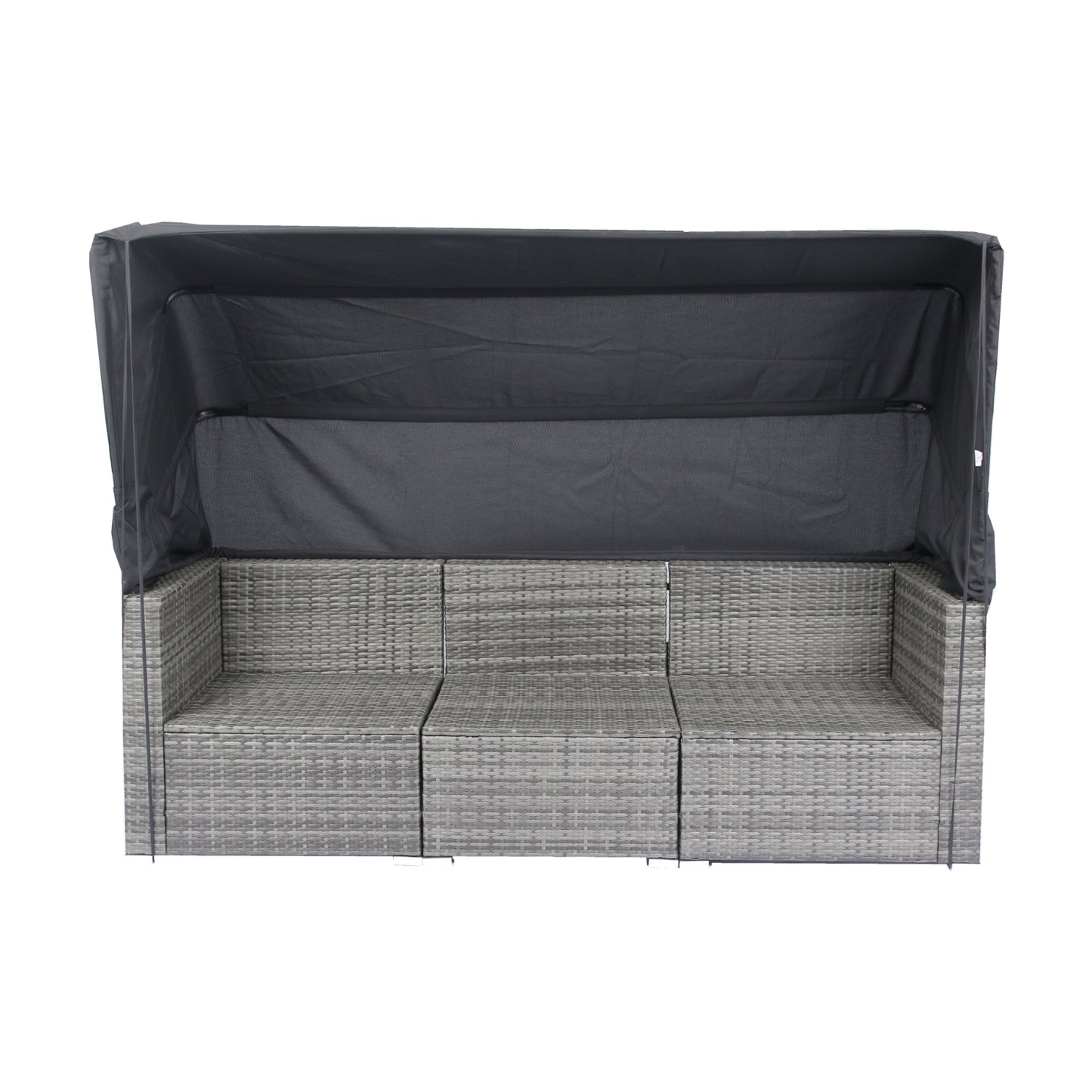 7-teiliges Terrassen-Set mit ausziehbarem Sonnendach Korbgeflecht-Rattan-Sofagarnitur