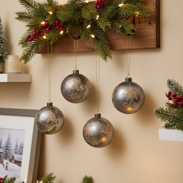 4-teiliges 4,7-Zoll Weihnachtskugel-Ornamente, Glas-Hänge-Dekorationen für Weihnachtsbaum und Partdekoration, FBA-Versand, Verkauf auf der Temu-Plattform verboten