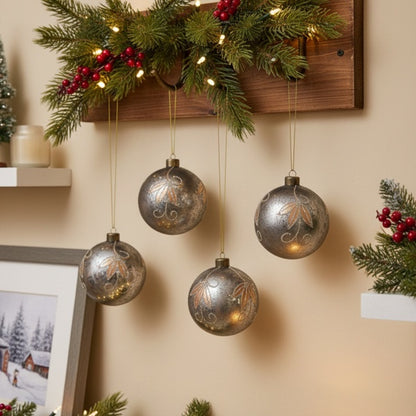 4-teiliges 4,7-Zoll Weihnachtskugel-Ornamente, Glas-Hänge-Dekorationen für Weihnachtsbaum und Partdekoration, FBA-Versand, Verkauf auf der Temu-Plattform verboten