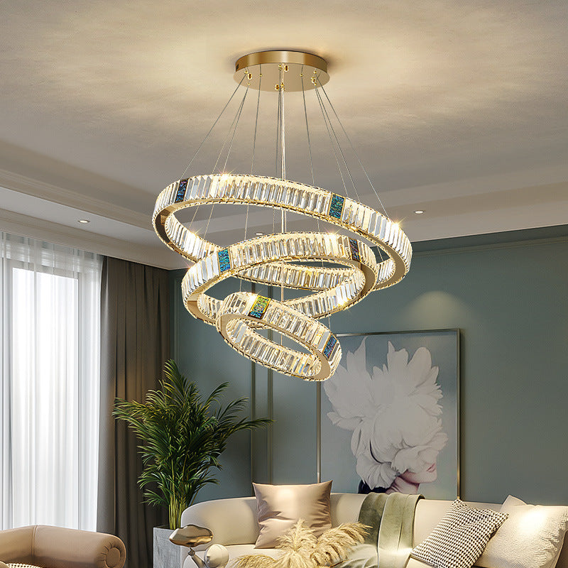 Leichtes Luxus-Kristall-Wohnzimmer-Lüster Postmodern Rund Edelstahl