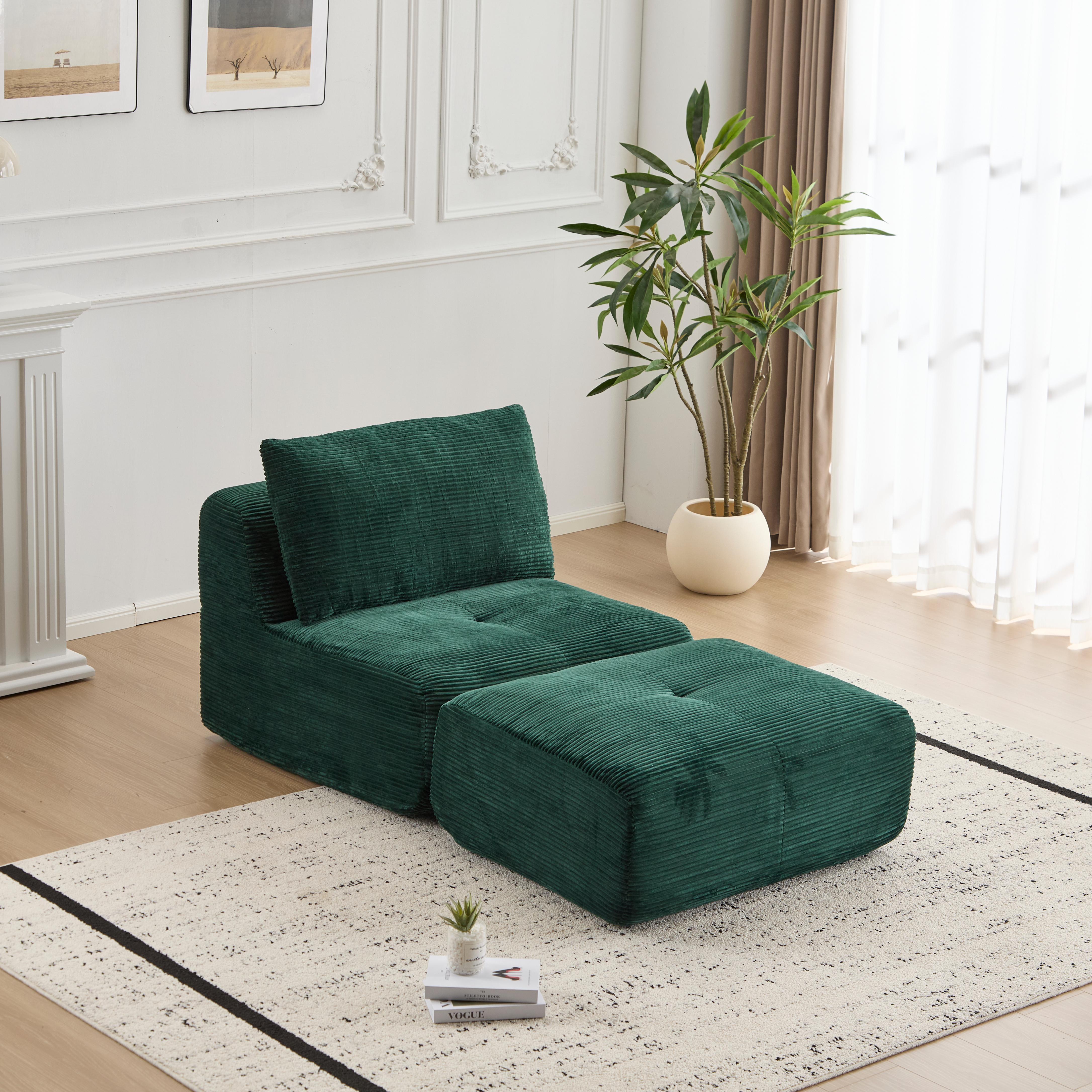 Green Corduroy Chaise Sofa