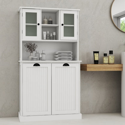 Zweikammer-Neigung-Wäschekorb Hoher Badezimmerschrank