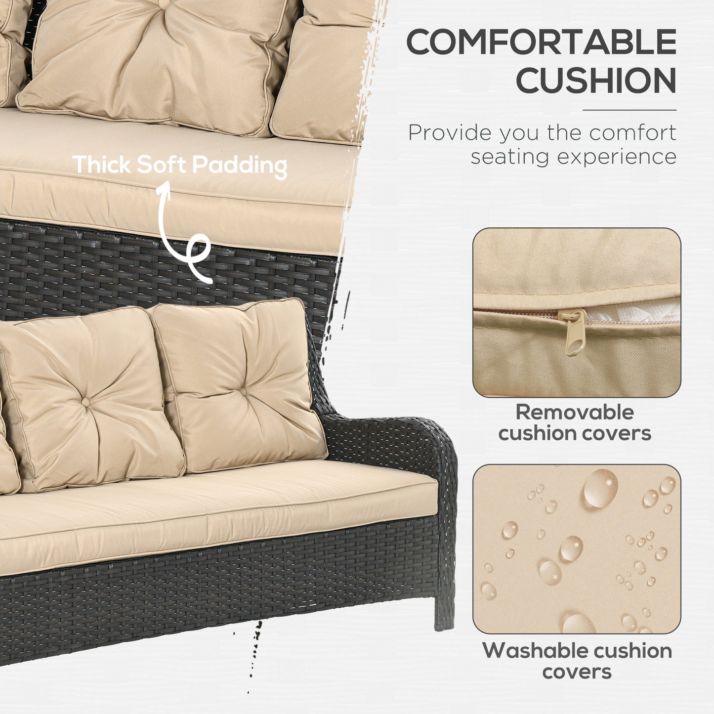 3-Seater Outdoor Sofa w/ 4" Thick Cushions