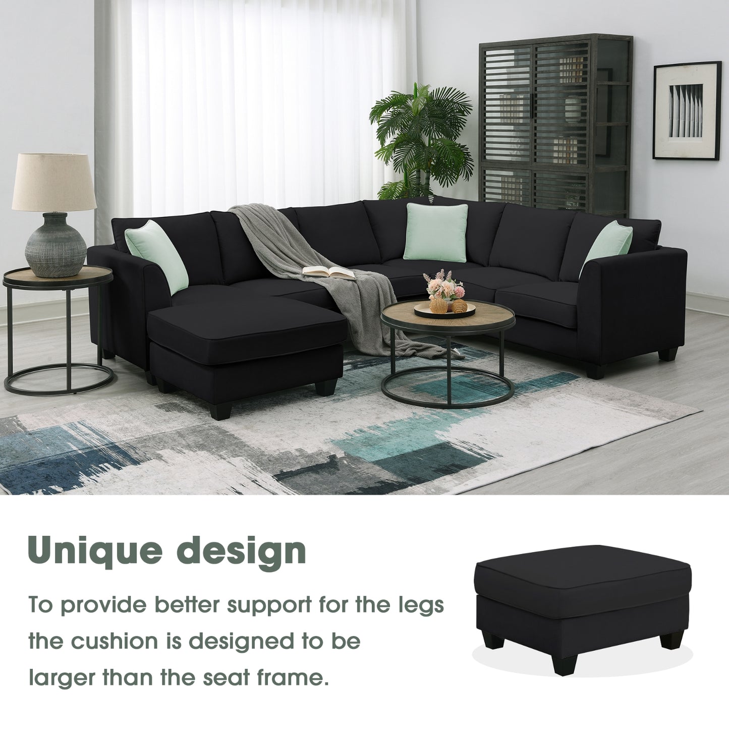 112 87 Sektionale Sofas, 7-Sitzer modulare Wohnzimmer-Sets
