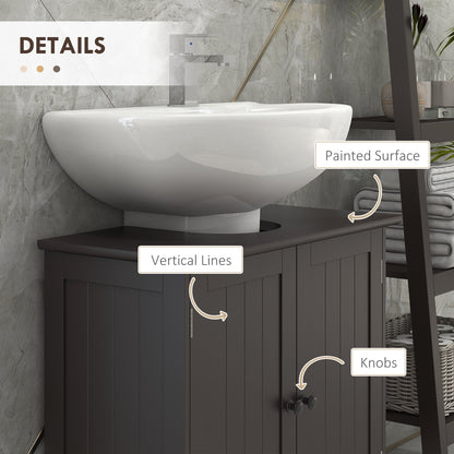 Badezimmer-Waschbeckenunterschrank, Unterschrank für das Badezimmer mit 2 Türen und einstellbarem Regal, Kaffee