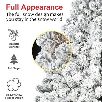 4FT Geflockter Weihnachtsbaum – Schneebedeckter PVC-Künstlicher Feiertagsbaum mit 233 Spitzen, Kompakte Volle Form, Robuster Metallständer, Weihnachtsbaum zur Dekoration von Zuhause, Büro oder Wohnung