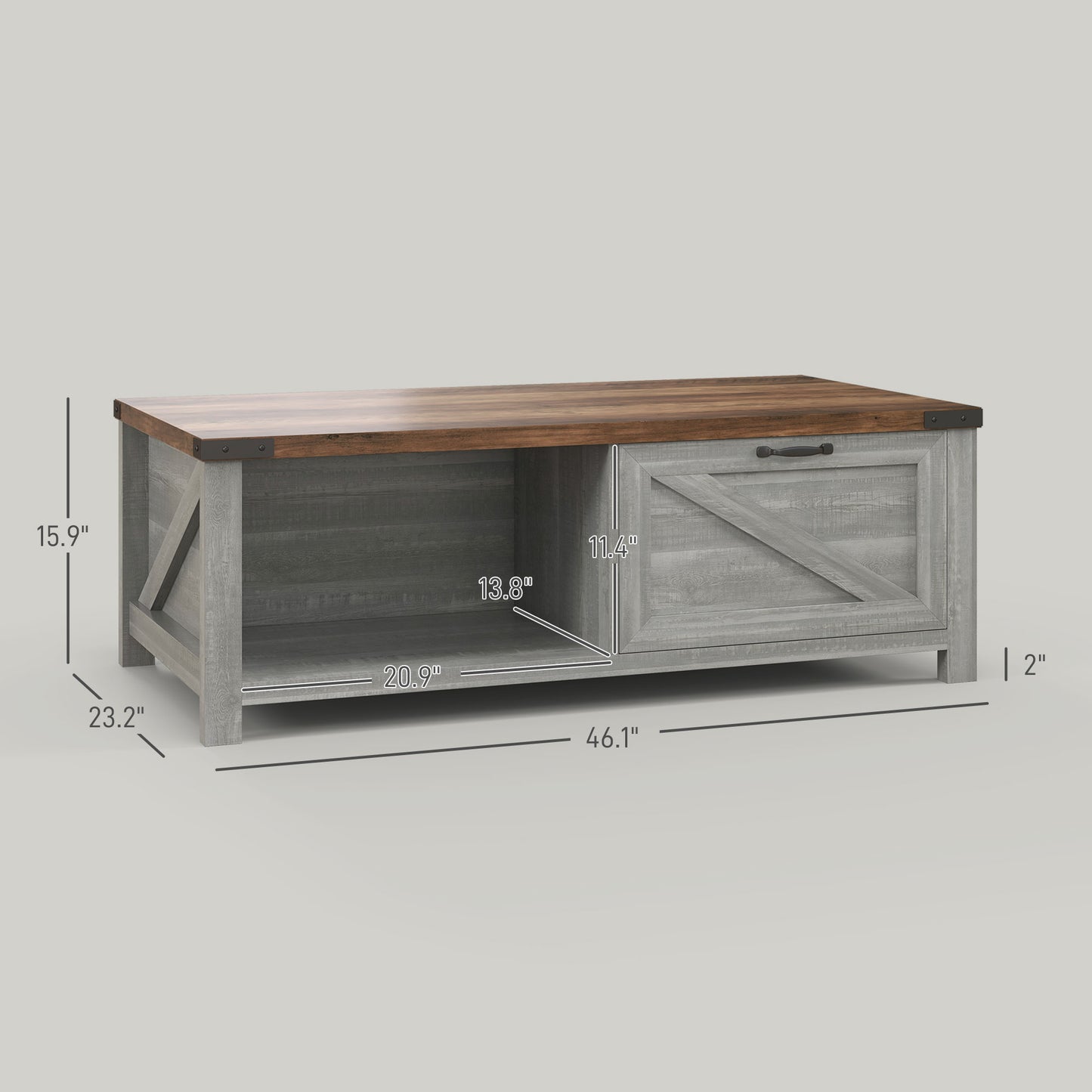 Farmhouse Coffee Table with Storage and Drawer