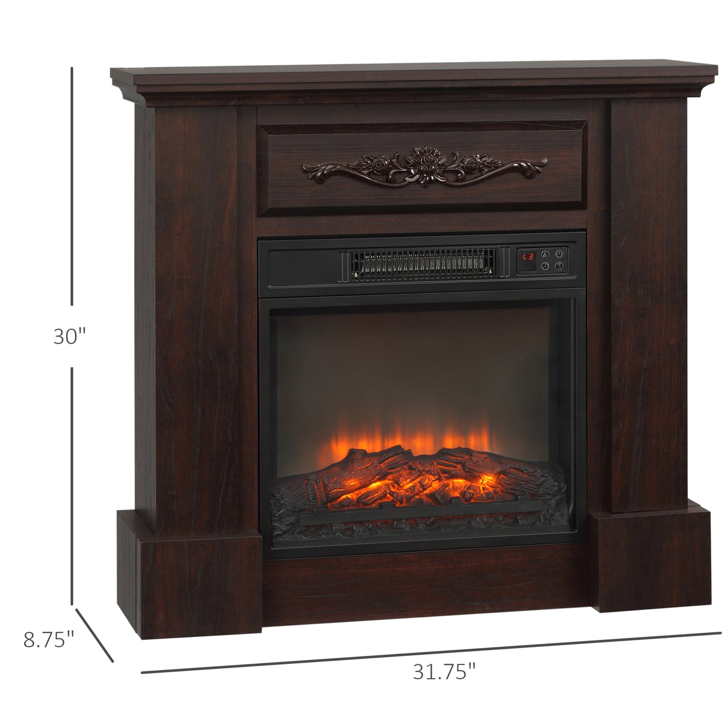 32" elektrischer Kamin mit Sims