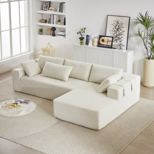 Moderne Chenille-Polster-Sofagarnitur, Modulares 108 L-förmiges Sofaset für das Wohnzimmer mit 6 Kissen, Freie Kombination-Sofagarnitur für Wohnzimmer, Schlafzimmer