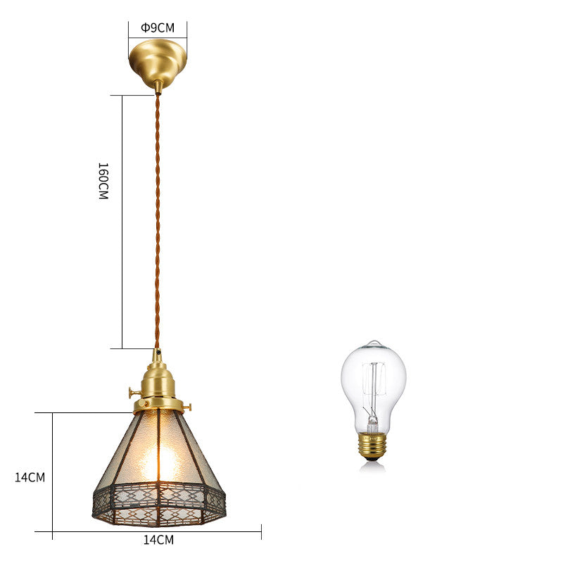 Brass Hand-Blown Glass Chandelier Light