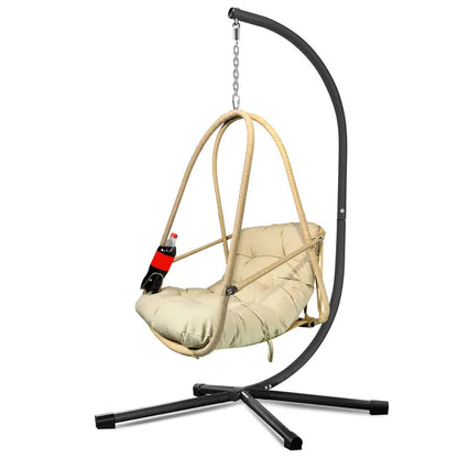 Hängender Eierstuhl mit Ständer - Innen/Außen Geflochtener Rattan-Schaukelstuhl mit Ständer - 350 lb Tragfähigkeit
