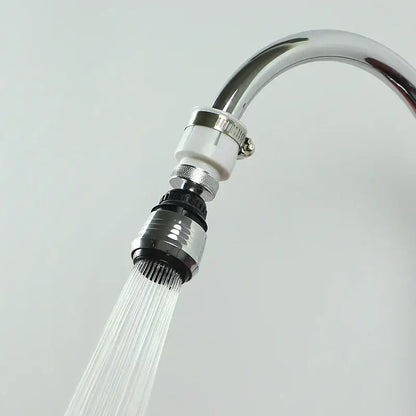 Chrome finished faucet aerator with white plastic collar and black rubber seals for modes kitchen faucet extender