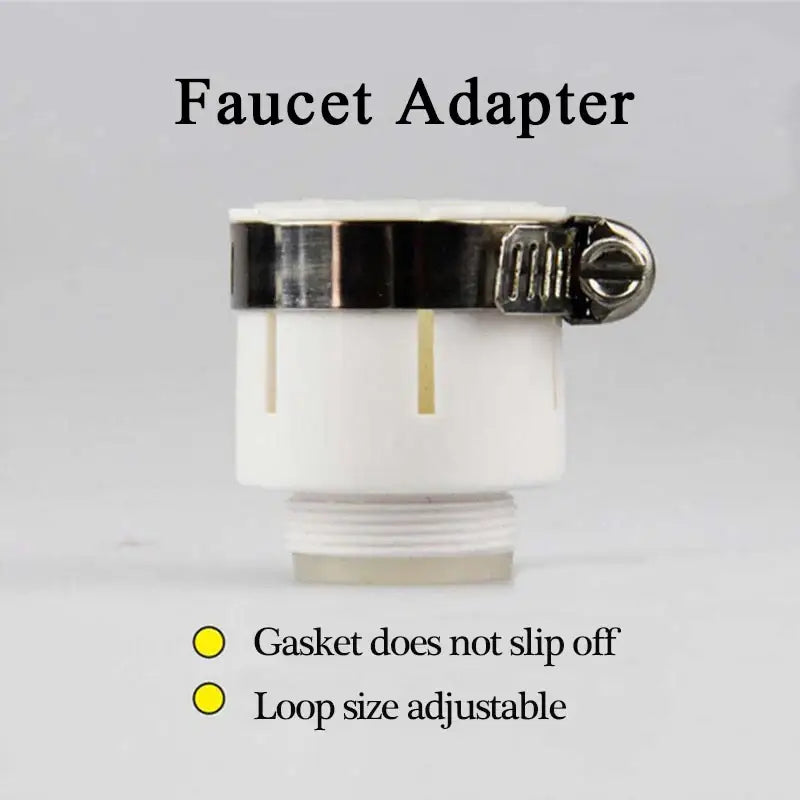 White plastic kitchen faucet aerator with metallic clamp and threaded base for chrome 2 modes water saving extender