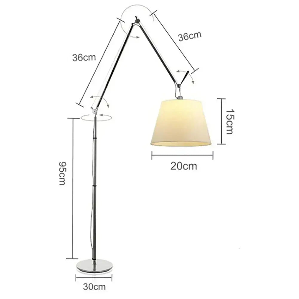 Adjustable industrial wall light with chrome finish and cream fabric shade ideal for bedroom decorbites wall light