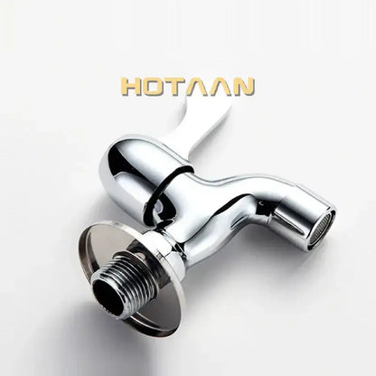 Chrome-finished hotaan brand bibcock faucet with sleek curved spout and single lever brass washer tap for outdoor use