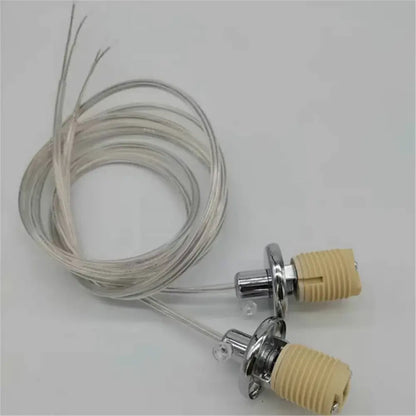 Chrome ceramic lamp thread holder with silver cable lead and beige decorbites g9 ceramic insulators 2pcs for bedroom
