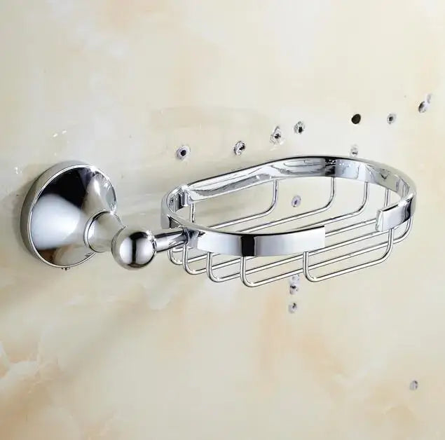 Chrome crystal bathroom set metal soap dish with sleek oval wire mesh design and polished spherical handle decorbites brass