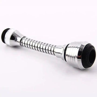 Chrome flexible kitchen faucet extension tube with chrome finish, black rubber seals, and ridged texture for decorbites kitchen faucet