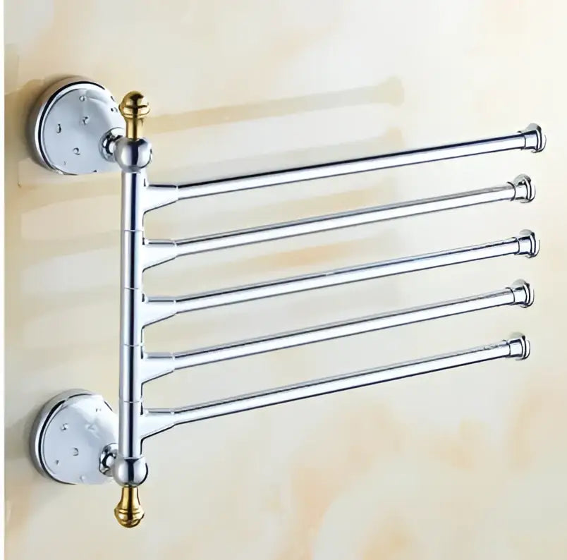 Chrome finished extendable towel rack with brass accents from decorbites bathroom hardware set for elegant bathroom decorbites bathroom hardware