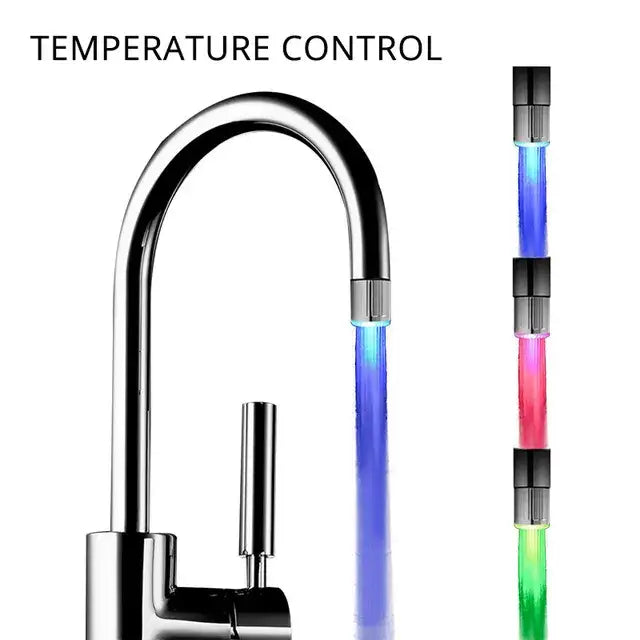 Chrome led faucet aerator with chrome finish and color-changing led spray nozzle for kitchen water saving use