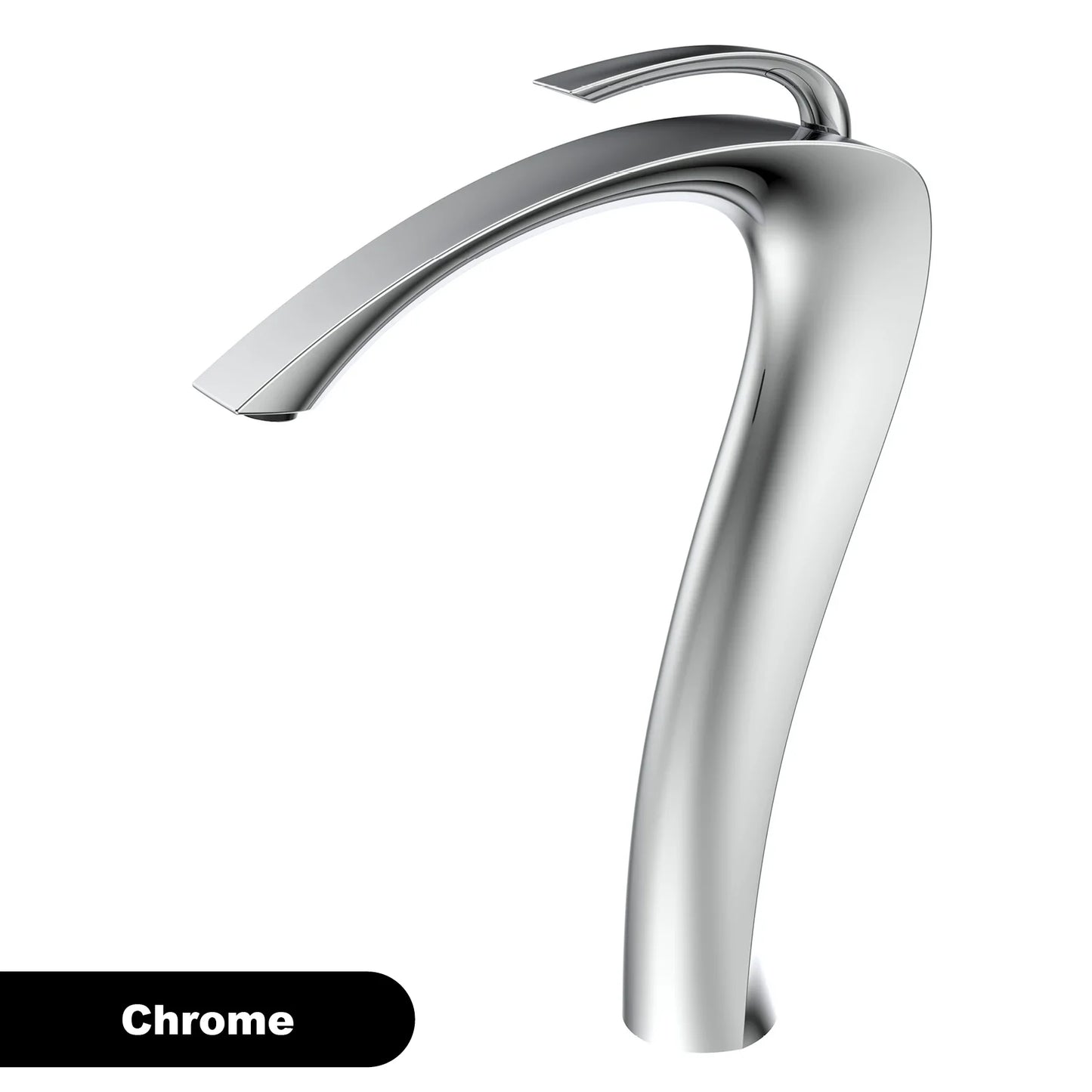 Chrome luxury brass single hole bathroom vanity faucet with waterfall spout cold water control and chrome housing material