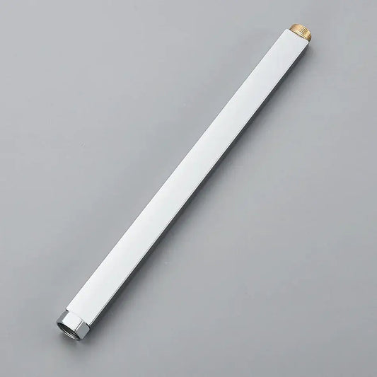 Chrome rectangular shower faucet extension tube with brass threaded ends and chrome finish for shower faucet extension
